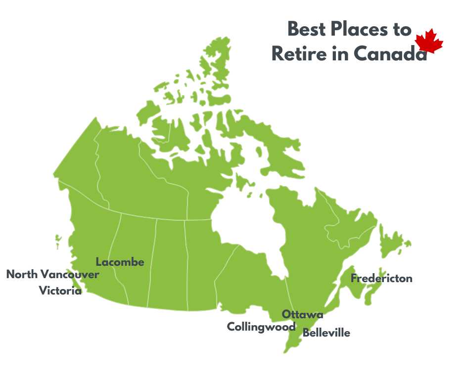 Best places to retire in Canada map
