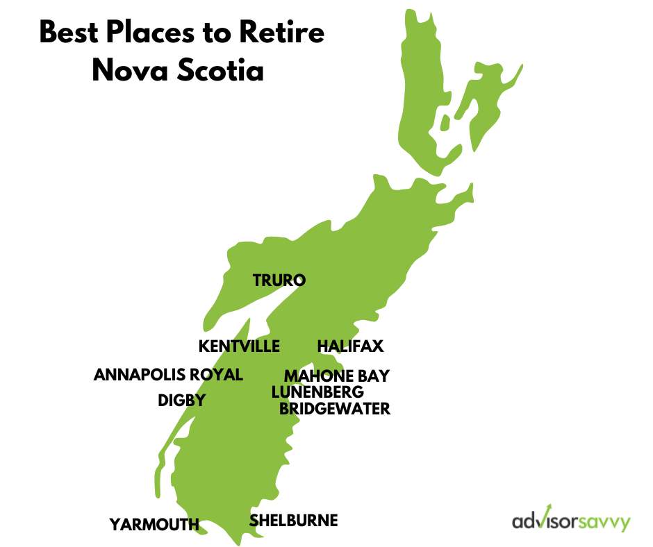 Best places to retire in Nova Scotia map